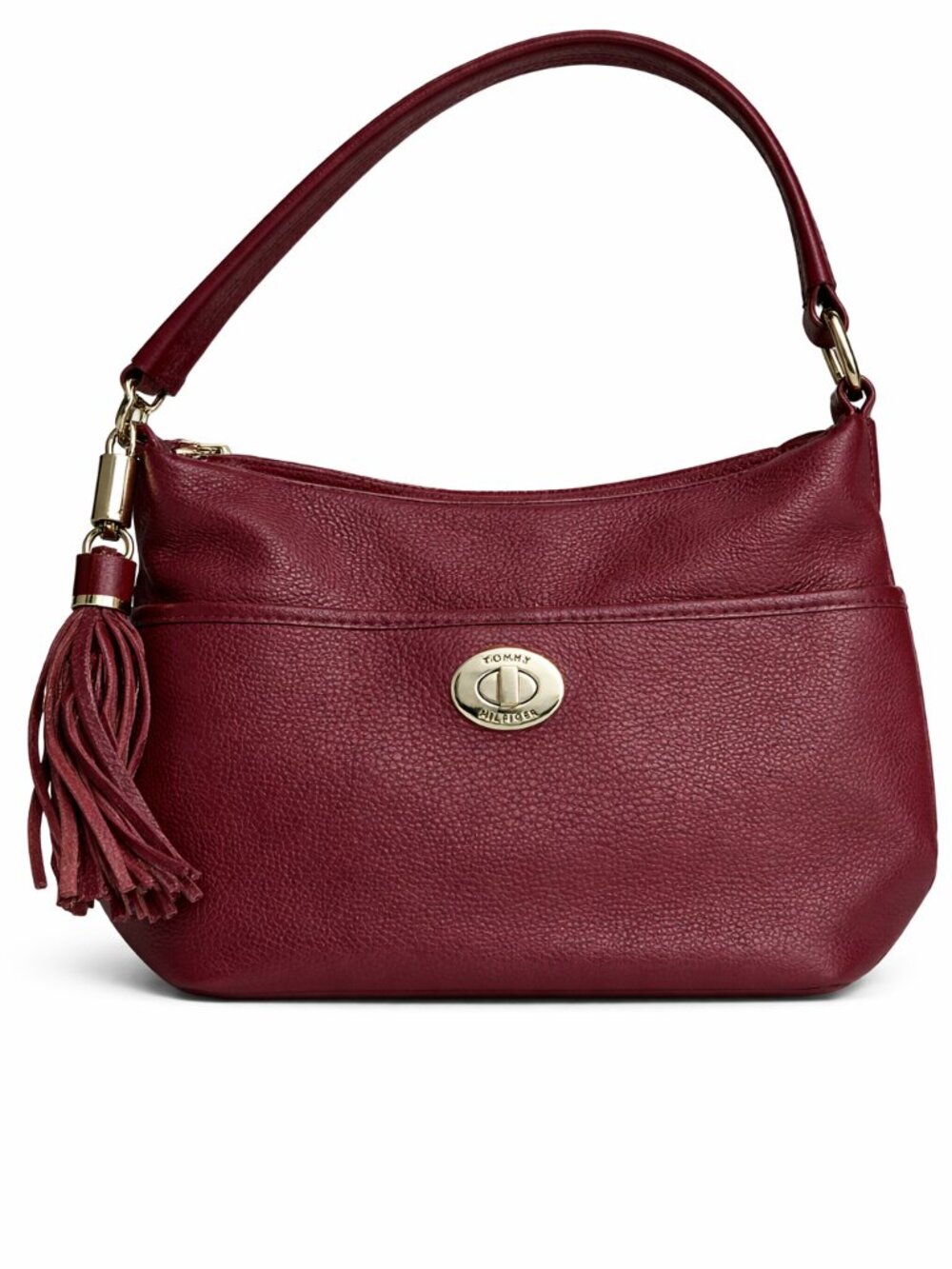$138 TOMMY HILFIGER Maroon Red Leather Bucket Bag